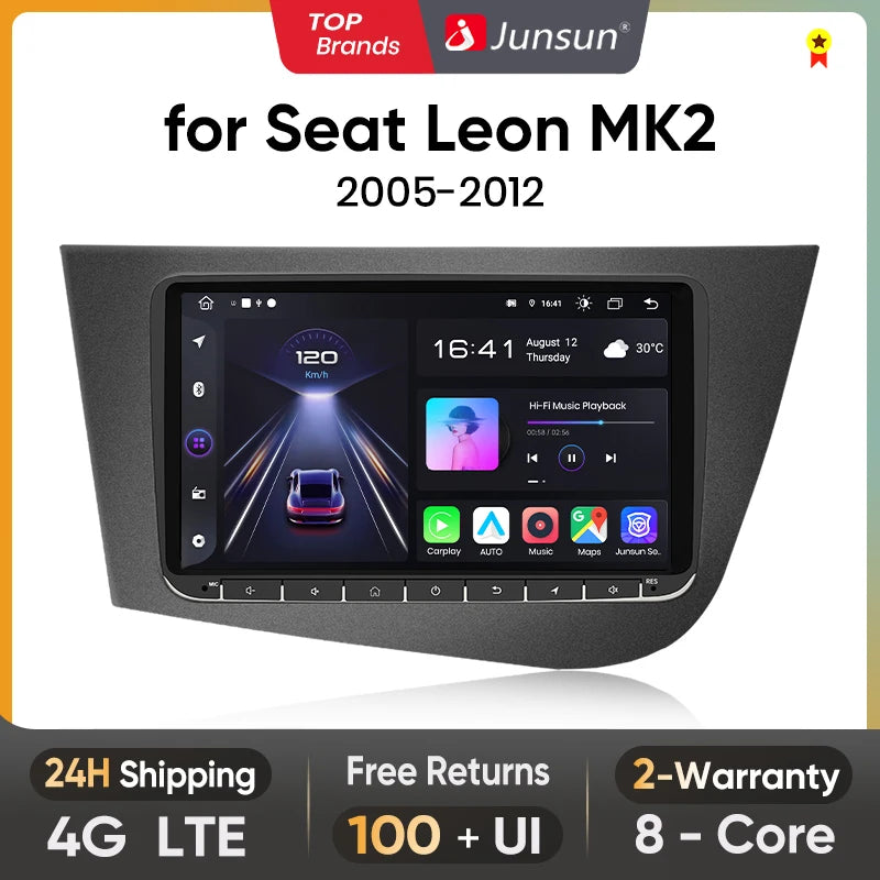 Radio Junsun con Android y voz AI para Seat Leon MK2 (2005, 2006, 2007-2012), Carplay, multimedia, RDS, DSP, GPS, sin autorradio 2DIN. 