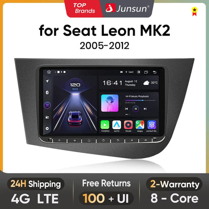 Radio Junsun con Android y voz AI para Seat Leon MK2 (2005, 2006, 2007-2012), Carplay, multimedia, RDS, DSP, GPS, sin autorradio 2DIN. 