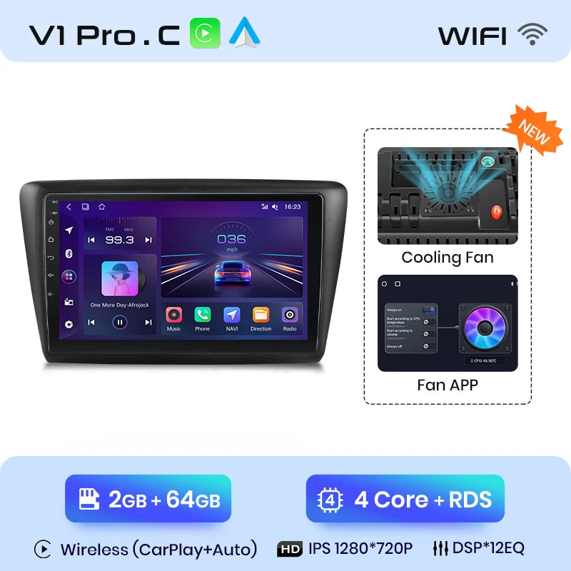 Junsun Drahtlose Android Auto Radio Für Skoda Rapid 2013 -2019 4G Auto Multimedia GPS 2din autoradio 