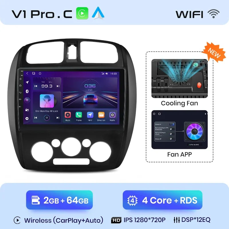 Junsun Wireless CarPlay Android Auto Radio For MAZDA 323 HAIMA FREEMA FORD LASER 2002-2008 Car Intelligent Systems RDS BT WiFi