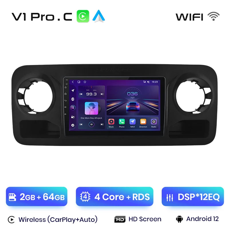 Junsun V1pro AI Voice 2 DIN Android Auto Radio para Mercedes-Benz Sprinter 2018-2022 Carplay Car Multimedia GPS 2 DIN Autoradio 