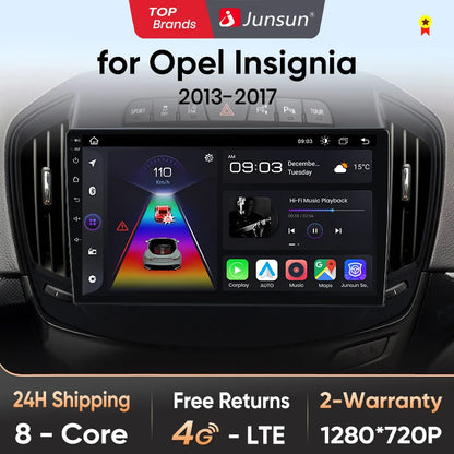 Radio Junsun V1 Plus para Opel Insignia 2013-2017 con CarPlay inalámbrico, Android Auto, sistema inteligente, 2 DIN, DVD. 