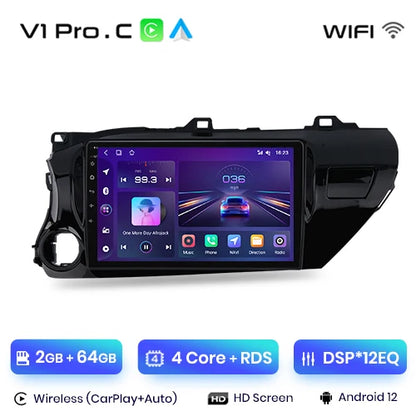 Radio Junsun V1 Plus para Toyota Hilux PickUp AN120 2015-2020 con CarPlay inalámbrico, Android Auto, 2 DIN, DVD. 