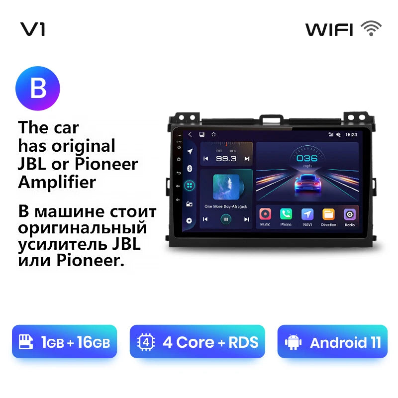 Junsun V1 Wireless CarPlay Android Auto Radio For Toyota Land Cruiser Prado 120 2004 - 2009 4G Car Multimedia GPS 2din autoradio