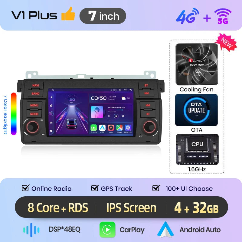 Junsun Wireless CarPlay Car Radio For BMW E46 M3 318 320 325 330 335 Android Multimedia