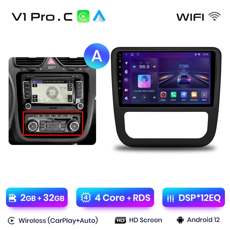 Junsun V1pro AI Voice 2 din Android Auto Radio For VW Volkswagen Scirocco 2008-2013 Carplay 4G Car Multimedia GPS 2din autoradio