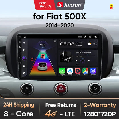 Radio Junsun V1 Plus para Fiat 500X 2014-2020 con CarPlay inalámbrico, Android Auto, sistema inteligente para coche, 2 DIN, DVD. 