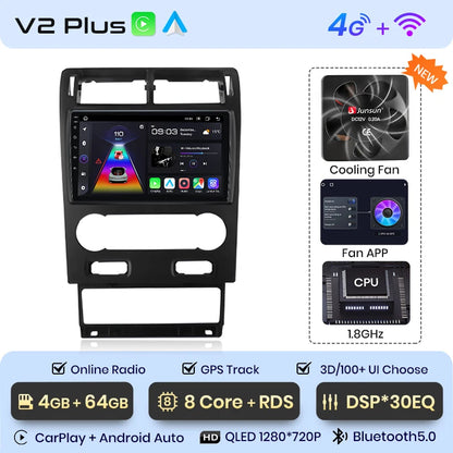 Radio Junsun V1 Plus para Ford Mondeo 3 2004-2007 con CarPlay inalámbrico, Android Auto, sistema inteligente para coche, 2 DIN, DVD. 