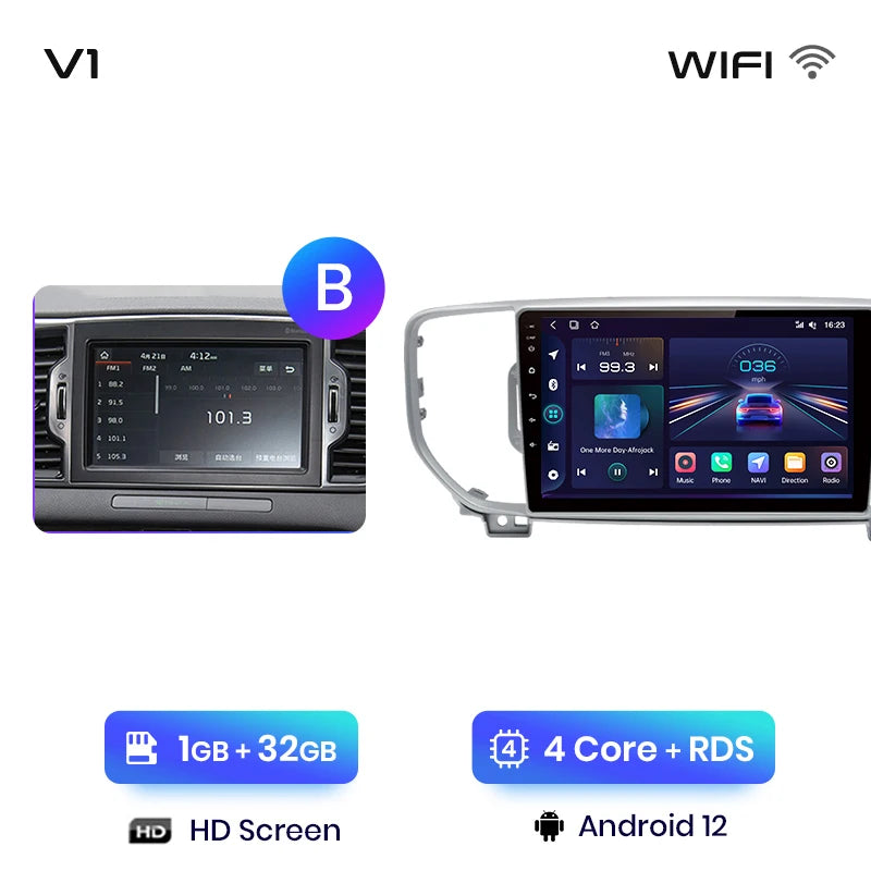 Junsun V1 AI Voice Wireless CarPlay Android Auto Radio For Kia Sportage 4 QL 2016 - 2018 4G Car Multimedia GPS 2din autoradio