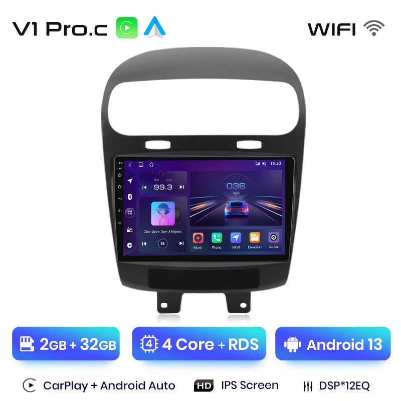 Radio Junsun V1 Plus para Dodge Journey y Fiat Freemont (2011-2020), inalámbrica, CarPlay, Android Auto, 2 DIN, DVD. 
