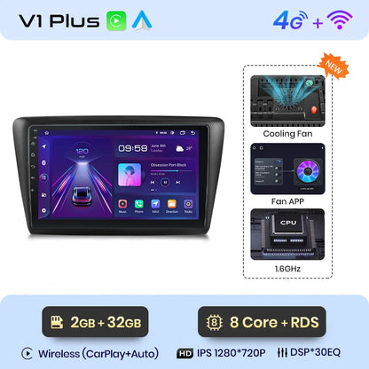 Junsun Drahtlose Android Auto Radio Für Skoda Rapid 2013 -2019 4G Auto Multimedia GPS 2din autoradio 