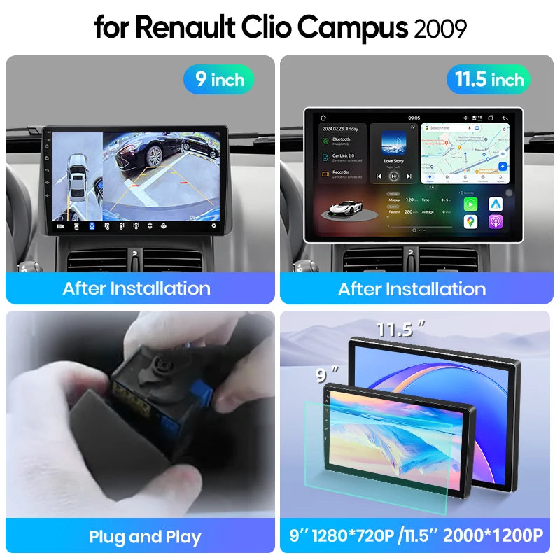 Junsun Wireless CarPlay Car Radio For Renault Clio Campus 2009 Android Multimedia