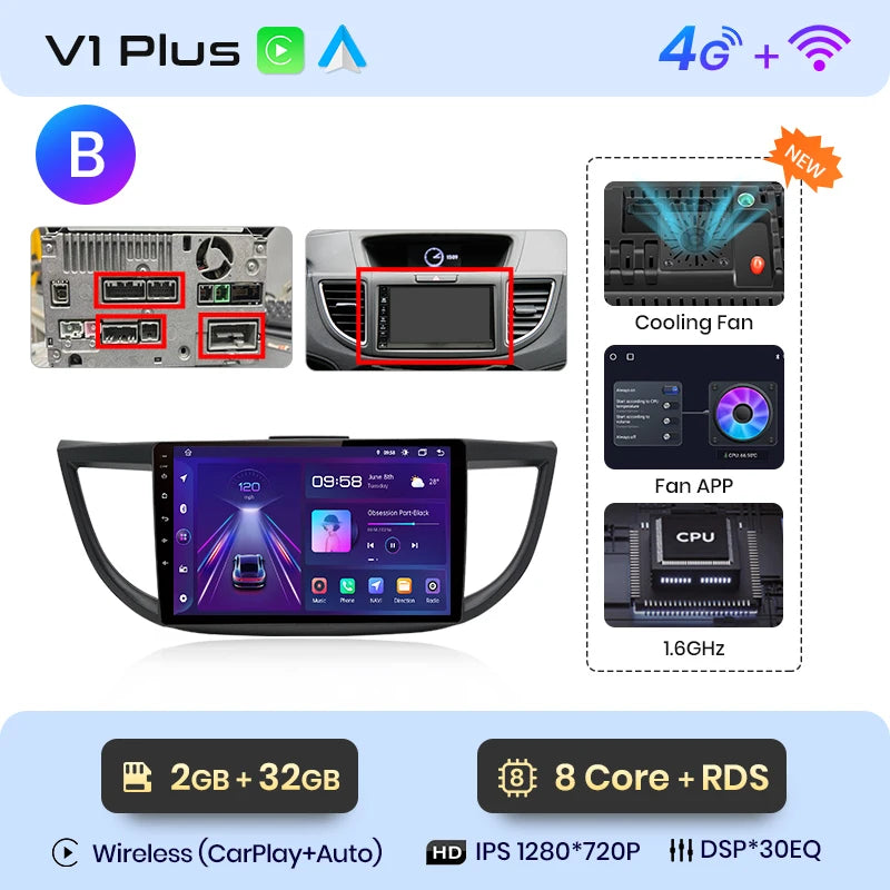 Junsun V1pro AI Voice 2 din Android Auto Radio para Honda CRV CR-V 2012-2016 Carplay coche Multimedia GPS 2din autoradio 