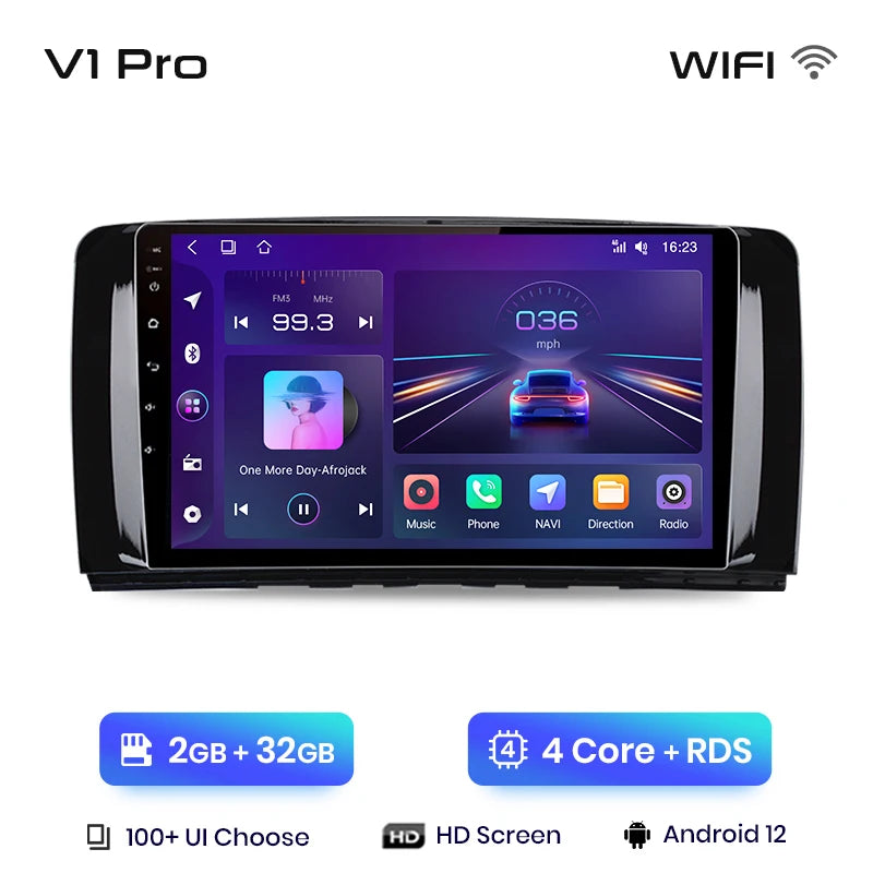 Junsun V1 - Radio inalámbrica con CarPlay y Android para Mercedes Benz Clase R (W251, R300, R280, R320, años 2005 a 2017) 