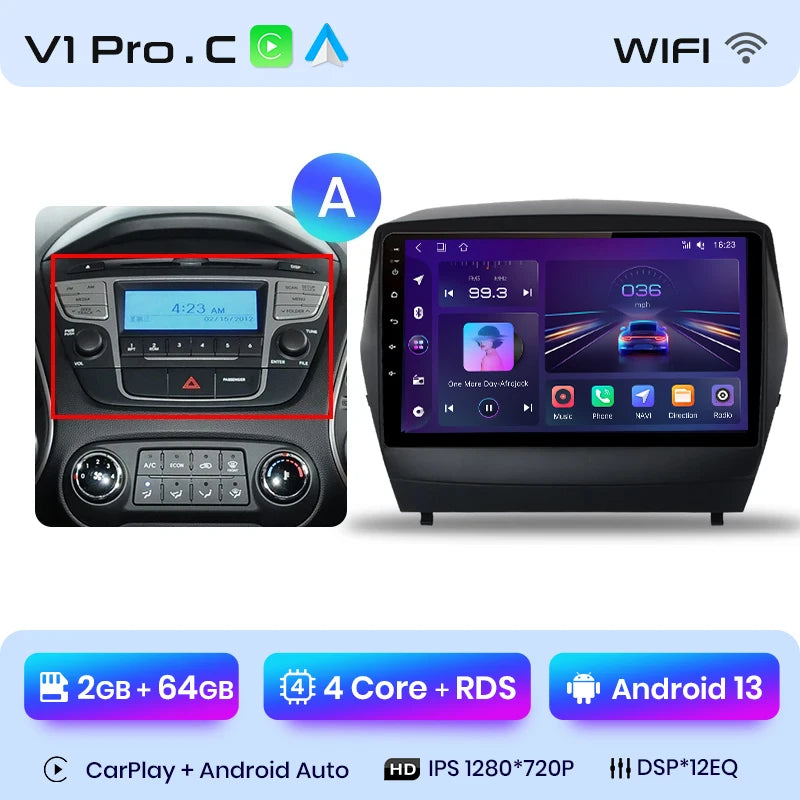 Junsun Car Radio For Hyundai Tucson 2 ix35 2009 - 2015 wireless CarPlay Android Auto car intelligent systems No 2 din 2din DVD