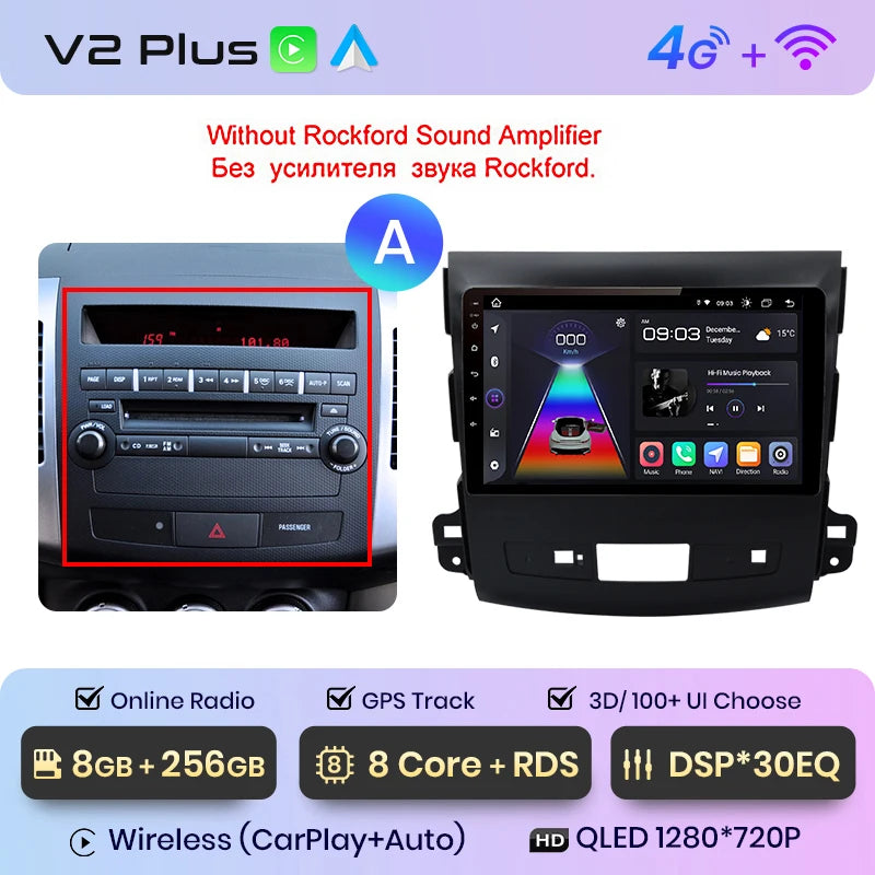 Radio Junsun V1pro 2 DIN Android Auto para Mitsubishi Outlander XL 2 2005-2011 Citroën C-Crosser con Carplay y reproductor multimedia para coche. 