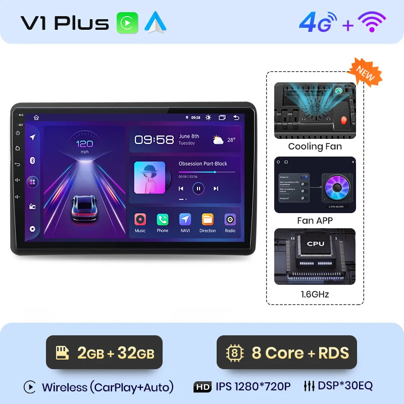 Junsun V1pro 2 Din Android Auto Radio For Renault Master For Nissan NV400 For Opel Movano 2 2009-2021 Car Multimedia Autoradio