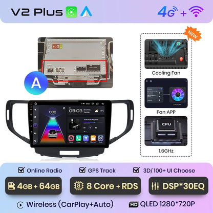 Junsun V1 AI Stimme Drahtlose CarPlay Android Auto Radio Für Honda Accord 8 2008-2012 4G Auto Multimedia GPS 2din autoradio 