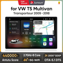 Junsun V3 Plus 2K CarPlay inalámbrico Android Auto Sistemas inteligentes para Volkswagen Multivan T5 2003-2015 Autoradio