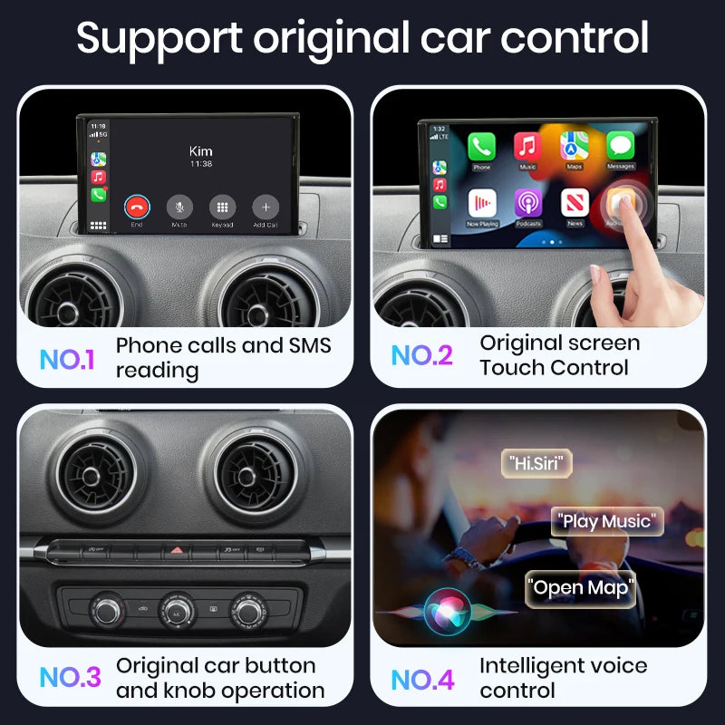 Junsun Wireless Carplay Android Auto Module Box Interface for Audi A3 A4 A5 8V Q2 8P 2014 2015 2016-2018 Mirror Link AirPlay