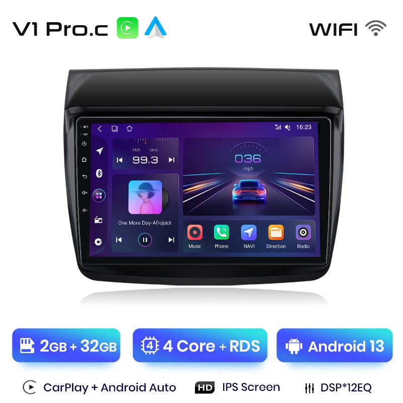 Junsun V1 Plus Car Radio For Mitsubishi Pajero Sport 2 L200 Triton 2008 - 2016 wireless CarPlay Android Auto No 2 din 2din DVD