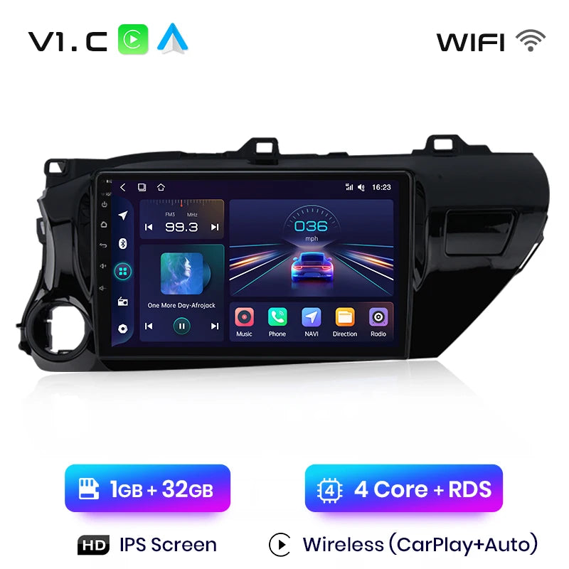 Radio Junsun V1 Plus para Toyota Hilux PickUp AN120 2015-2020 con CarPlay inalámbrico, Android Auto, 2 DIN, DVD. 