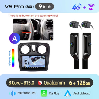 Junsun Wireless CarPlay Car Radio For Renault Logan 2 Sandero 2014 2015 2016-2019 Android Multimedia