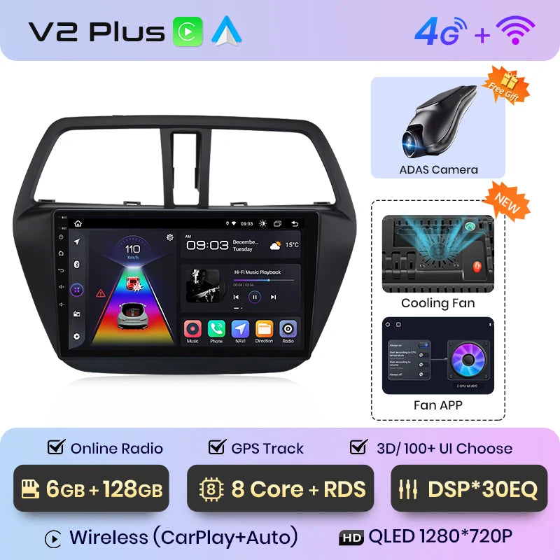 Junsun V1pro AI Voice 2 DIN Android Auto Radio para Suzuki SX4 2 S-Cross 2012-2016 Carplay 4G Car Multimedia GPS Autoradio 