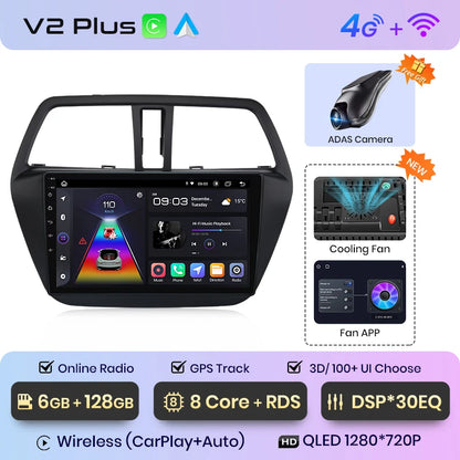 Junsun V1pro AI Voice 2 DIN Android Auto Radio para Suzuki SX4 2 S-Cross 2012-2016 Carplay 4G Car Multimedia GPS Autoradio 