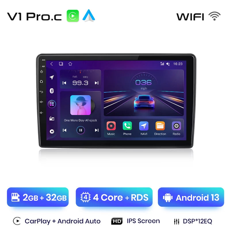 Junsun V1 Plus Autoradio für Citroen C2 C3 2001–2010, kabelloses CarPlay Android Auto, intelligente Autosysteme, keine 2 Din 2Din DVD 