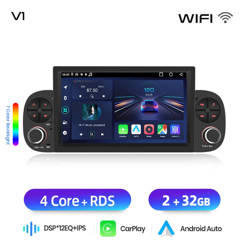 Junsun Wireless CarPlay Car Radio for Fiat Panda 2013 2014 2015-2020 Android Multimedia