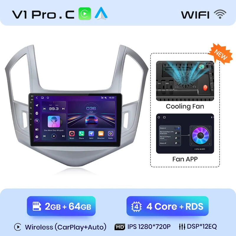 Junsun V1 AI Voice Wireless CarPlay Android Auto Radio For Chevrolet Cruze 2012-2015 4G Car Multimedia GPS 2din autoradio