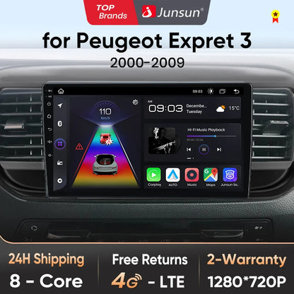 Radio Junsun para Peugeot Expert 3, Citroën Jumpy 3 SpaceTourer (2016-2021), inalámbrica, CarPlay, Android Auto, 2 DIN, DVD. 