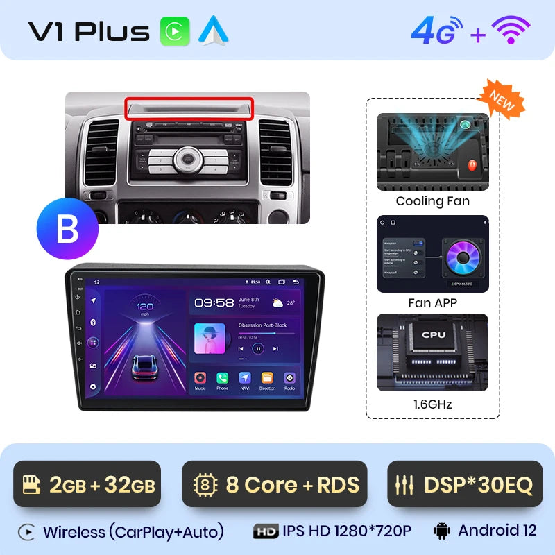 Junsun V1pro AI Voice 2 DIN Android Auto Radio para Nissan NAVARA 2006-2012 Carplay 4G Car Multimedia GPS 2 DIN Autoradio 