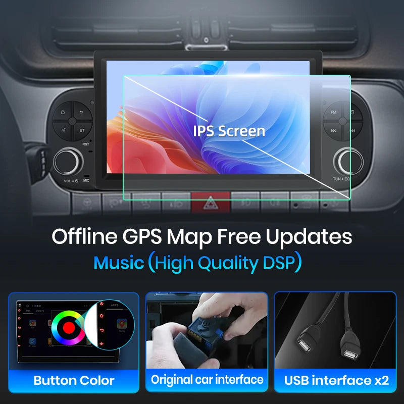 Junsun Wireless CarPlay Car Radio for Fiat Panda 2013 2014 2015-2020 Android Multimedia