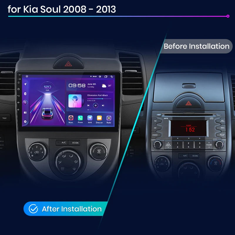 Junsun V1 AI Voice Wireless CarPlay Android Auto Radio For Kia Soul AM 2008-2011 4G Car Multimedia GPS 2din autoradio