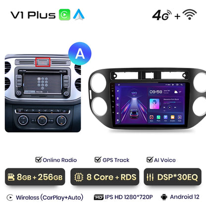 Junsun V1pro AI Voice 2 DIN Android Auto Radio para VW Volkswagen Tiguan 1 NF 2006-2016 Carplay Car Multimedia GPS 2 DIN autorradio 