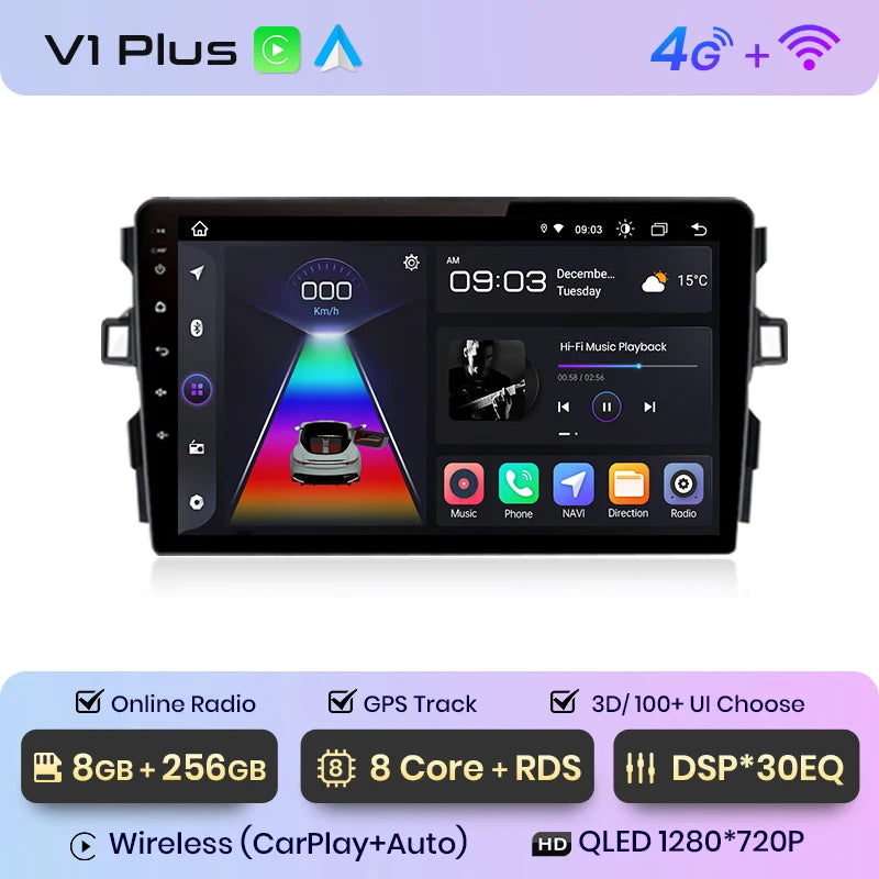 Junsun V1pro AI Voice Android Auto Radio For Toyota Auris E150 2006 -2012 Carplay Car Multimedia GPS 2din autoradio