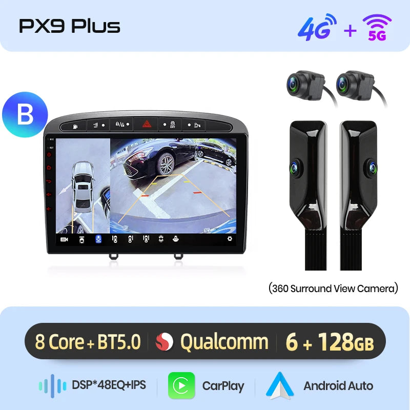 Junsun Android Wireless CarPlay Auto Car Radio For Peugeot 308 308SW 408 2012-2020 Car Intelligent Systems DSP SWC RDS GPS FM BT