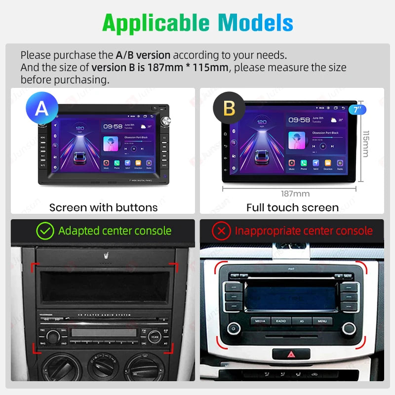 Junsun CarPlay Android Auto Car Intelligent Systems for VW Golf 4 Passat POLO Transport T5 Multivan Seat Jetta Autoradio