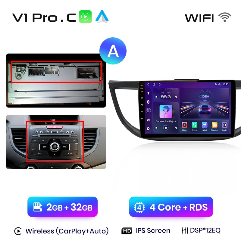 Junsun V1pro AI Voice 2 din Android Auto Radio para Honda CRV CR-V 2012-2016 Carplay coche Multimedia GPS 2din autoradio 