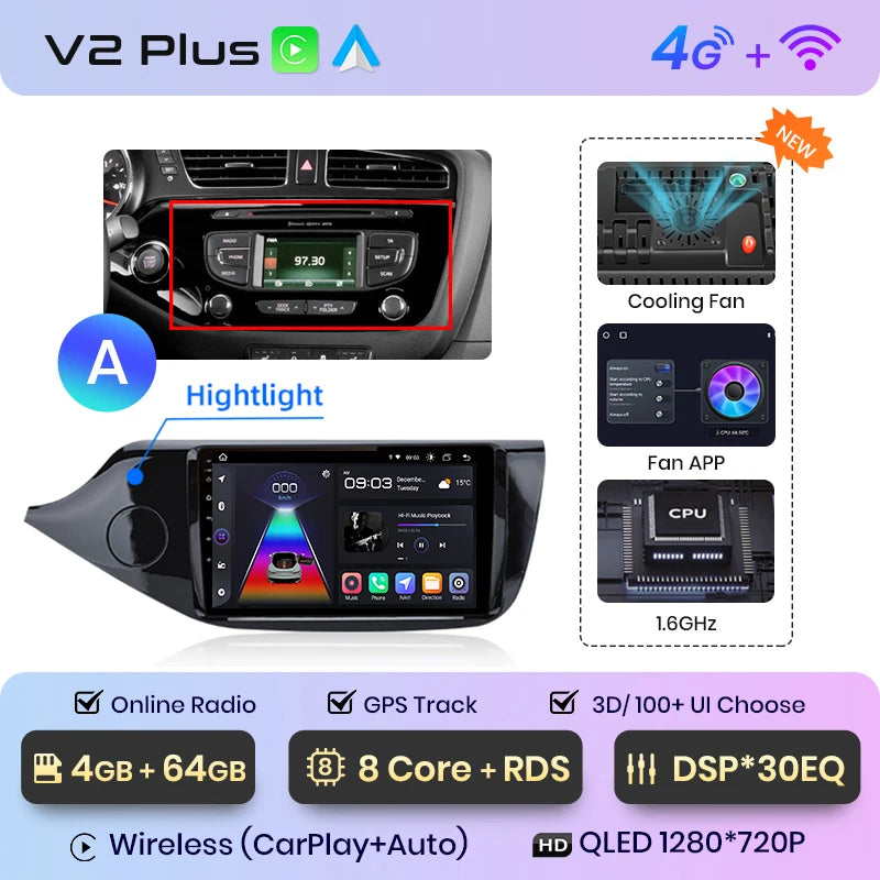 Junsun V1pro AI Voice 2 DIN Android Auto Radio para KIA CEED JD Cee'd 2012-2018 Carplay Car Multimedia GPS 2 DIN autorradio 