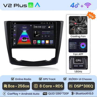 Radio Junsun V1 Plus para Renault Kadjar 2015-2019 con CarPlay inalámbrico, Android Auto, sistema inteligente, 2 DIN, DVD. 