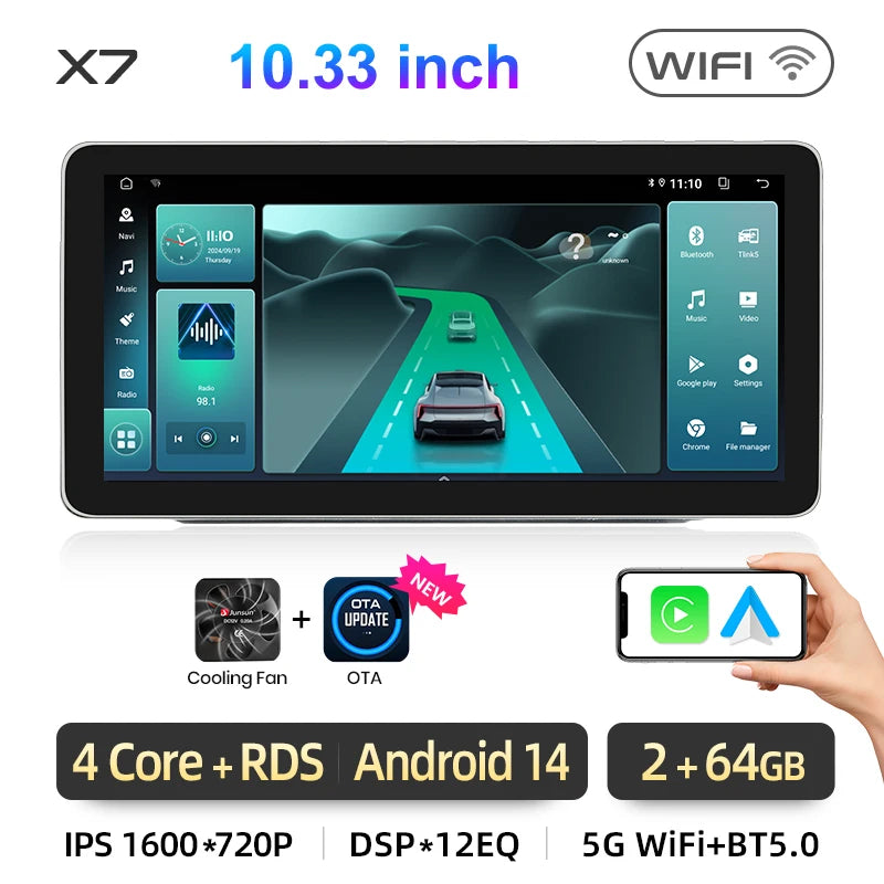 Junsun 2Din Wireless CarPlay for Apple Android Auto Car Radio Multimedia Player For VW Volkswagen Skoda Octavia PASSAT B6 GOLF