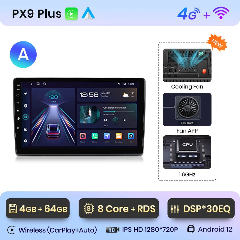 Radio con Android Auto y CarPlay inalámbrico AWESAFE para Fiat Ducato, Peugeot Boxer 2, Citroën Jumper 2 (2006-2023) 