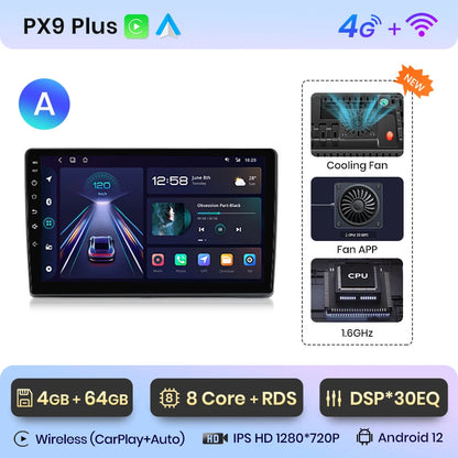 Radio con Android Auto y CarPlay inalámbrico AWESAFE para Fiat Ducato, Peugeot Boxer 2, Citroën Jumper 2 (2006-2023) 
