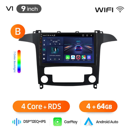 Junsun Wireless CarPlay Car Radio For Ford S-Max S max 2007 2008 2009-2015 Android Multimedia