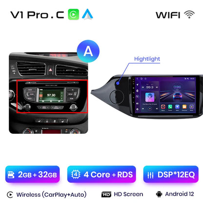 Junsun V1pro AI Voice 2 DIN Android Auto Radio para KIA CEED JD Cee'd 2012-2018 Carplay Car Multimedia GPS 2 DIN autorradio 