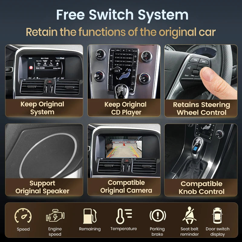 Junsun Wireless Carplay for Volvo, Android Auto, Airplay, Mirror Link, Car Accessories, Models For XC60, S60, V40, V60, XC90, S