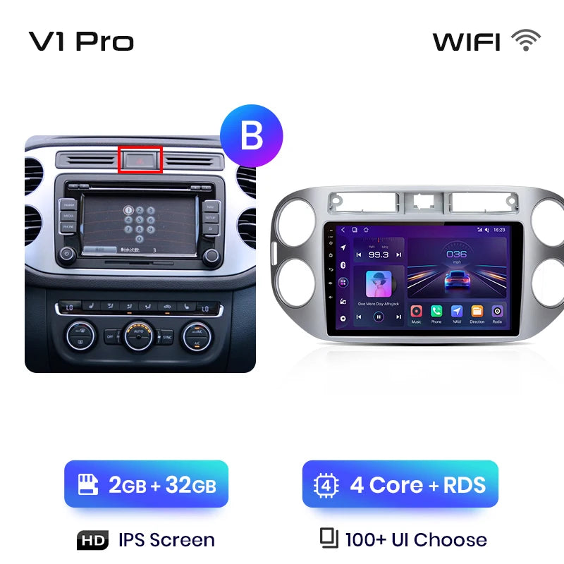 Junsun V1pro AI Voice 2 DIN Android Auto Radio para VW Volkswagen Tiguan 1 NF 2006-2016 Carplay Car Multimedia GPS 2 DIN autorradio 